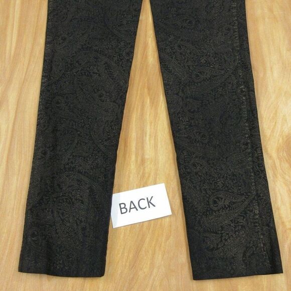 JOSEPH RIBKOFF Black and Gold Paisley Print Pants Waist Size 28 PULL ON Trousers - Picture 8 of 11